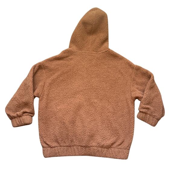 Aerie Women's Full Zip Hooded Sherpa Fleece Jacket Hoodie Large Orange Cozy - Picture 2 of 9